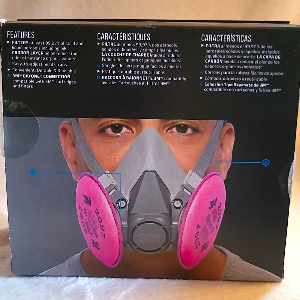 3M 6297 Reusable Half Face Mask Respirator Kit with 2097 P100 Filters - New